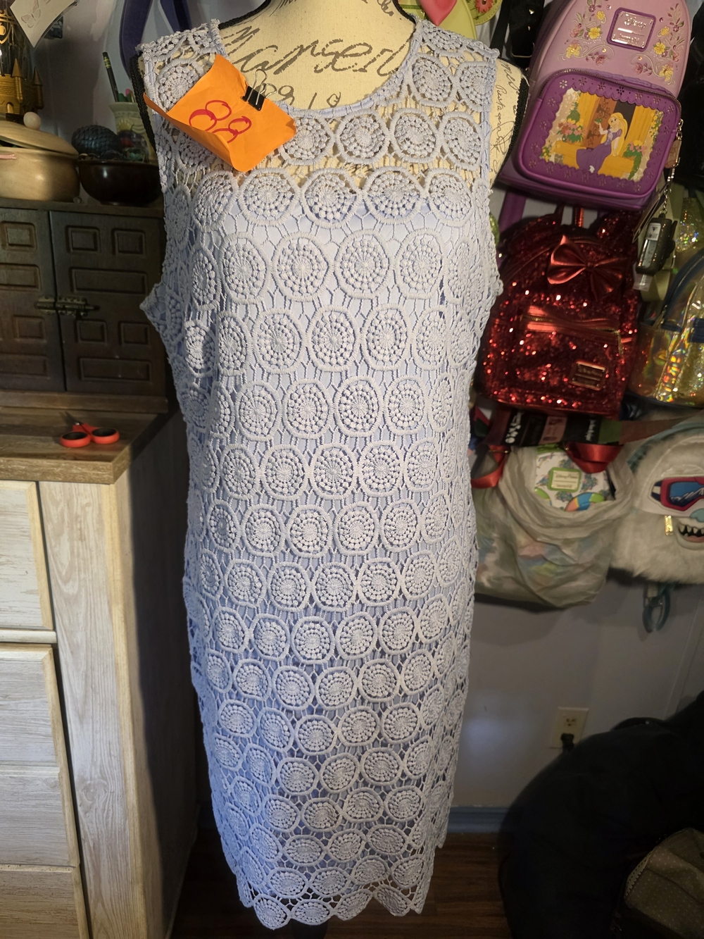 Jessica Howard Light Blue Crochet Lace Dress Pencil Sheath
